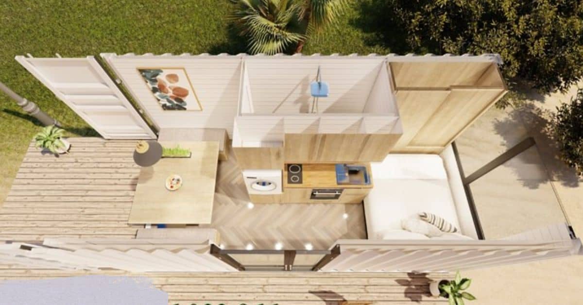 Bố trí nội thất trong không gian nhà container 20 feet