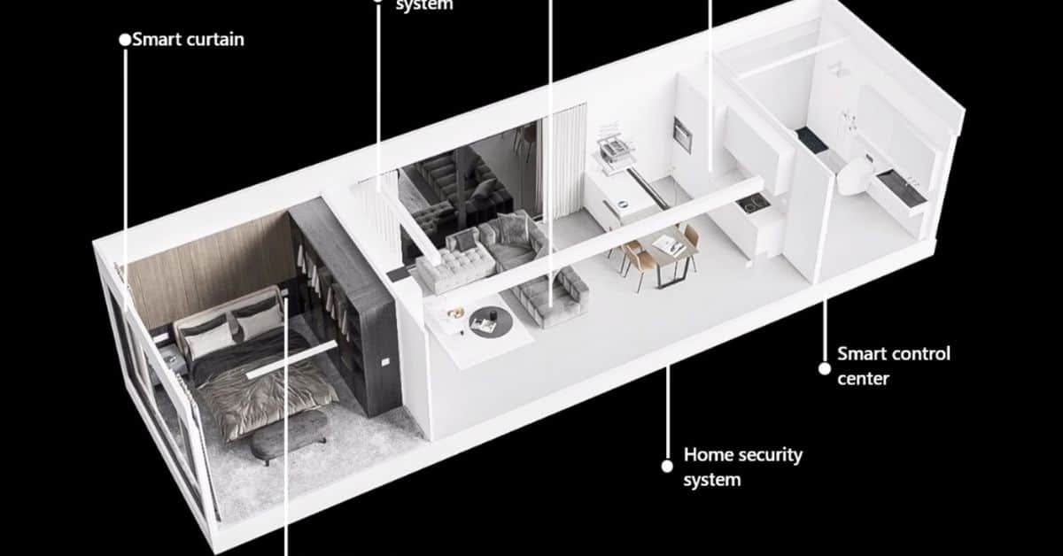 Không gian bố trí bên trong ngôi nhà lắp ghép 2 tầng