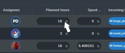 By double-clicking a specific cell, a value can be changed.