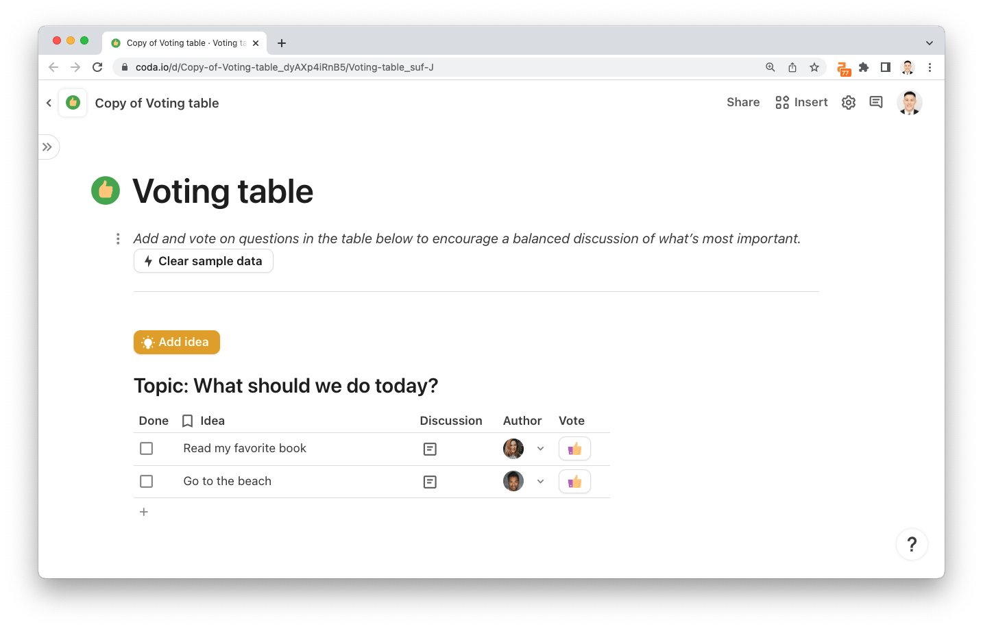 Free meeting poll template, prioritize agenda items Coda