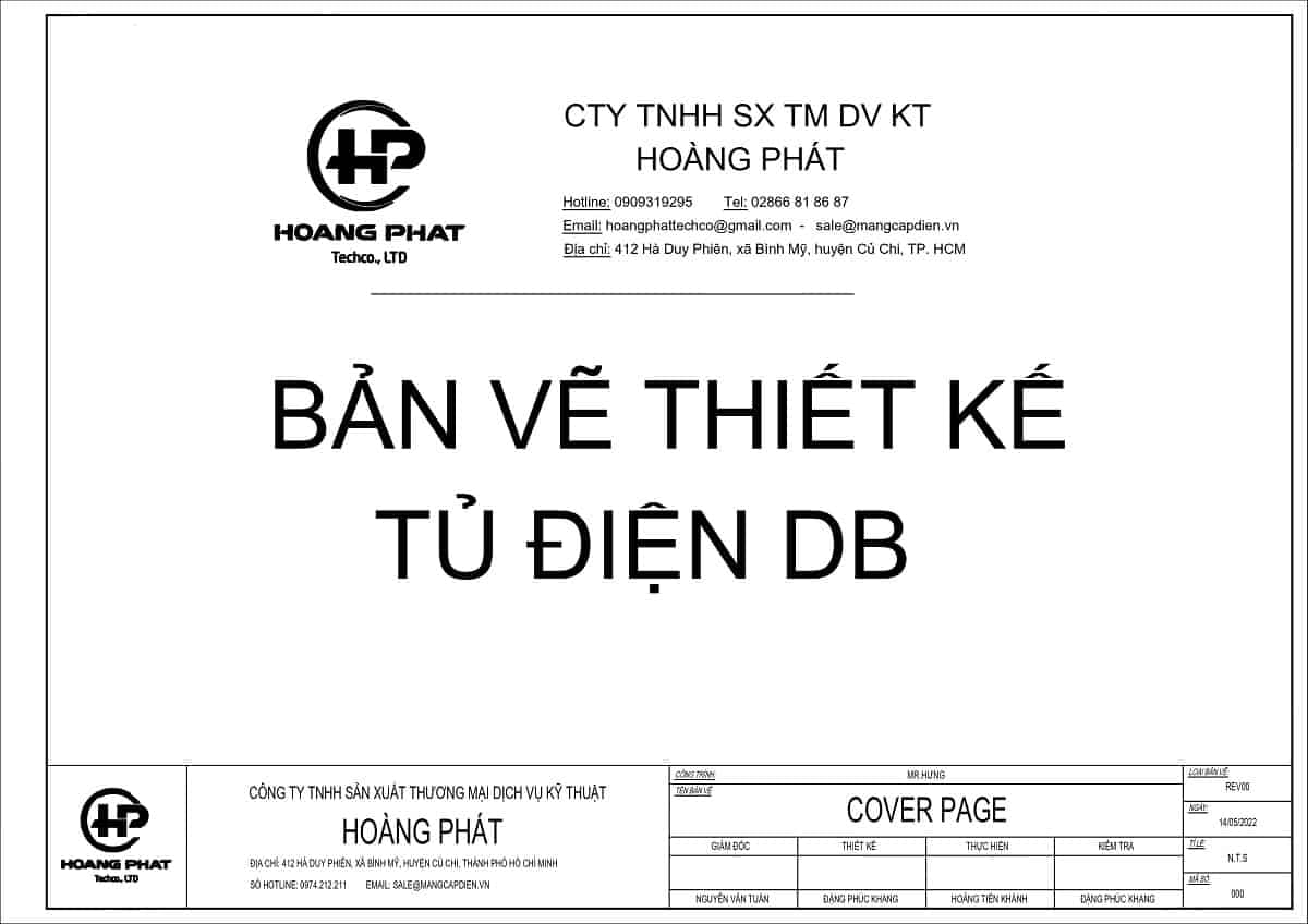 Bản vẽ thiết kế tủ điện DB