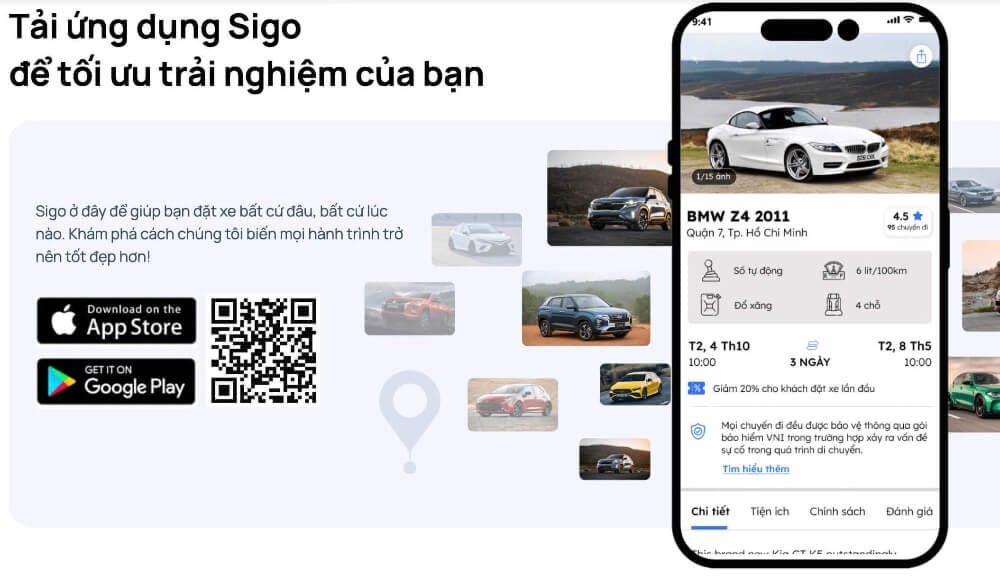 Thuê xe tự lái tại Quy Nhơn trên ứng dụng Sigo để nhận ưu đãi giảm ngay 10%