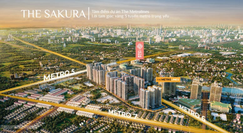 The Sakura tâm điểm dự án khi nằm trong vị trí trung tâm với tiềm năng phát triển lớn