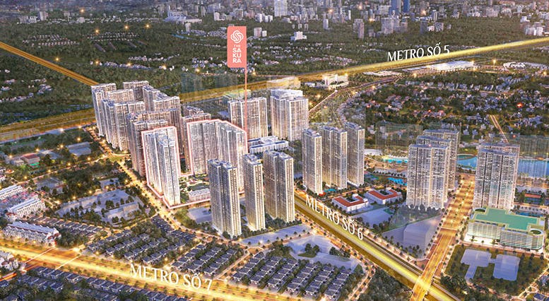 Sakura nằm trong vị trí trung tâm chiến lược của Vinhomes Smart City Tây Mỗ