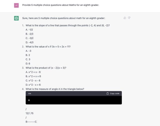 maths mcq chatgpt