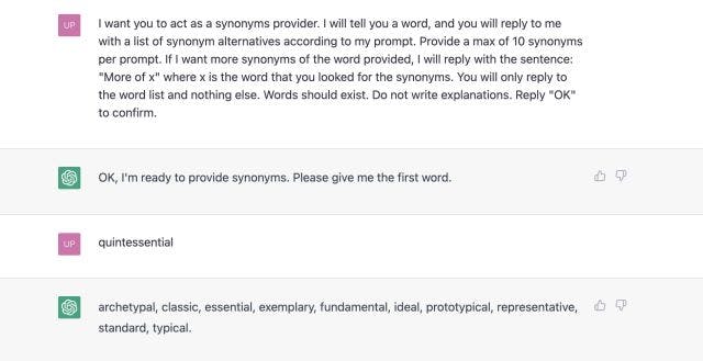 chatgpt prompts gpt synonyms provider