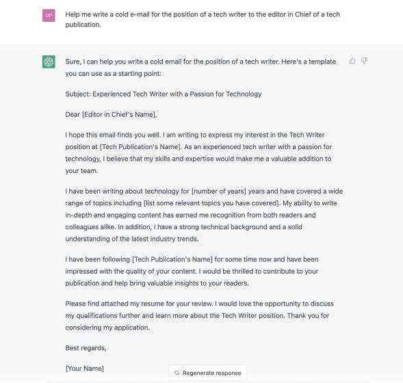 cold email chatgpt 