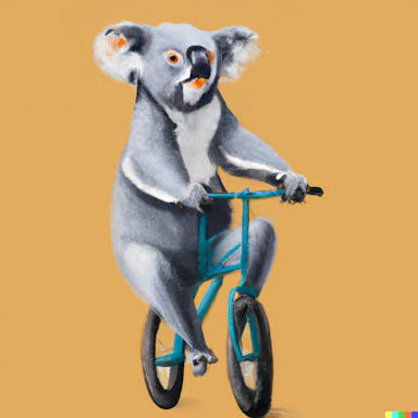 DALL·E 2022-08-04 19.25.15 - happy koala riding a bicycling, digital art, in the style of Wes Anderson.png
