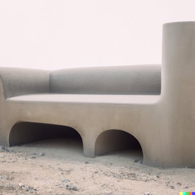 DALL·E 2022-08-04 17.55.53 - a sculpture of a couch in the dessert, soft, concrete texture.png