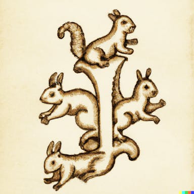 DALL·E 2022-08-04 20.32.17 - medieval illustration a three-headed squirrel, calligraphy, manuscript.png