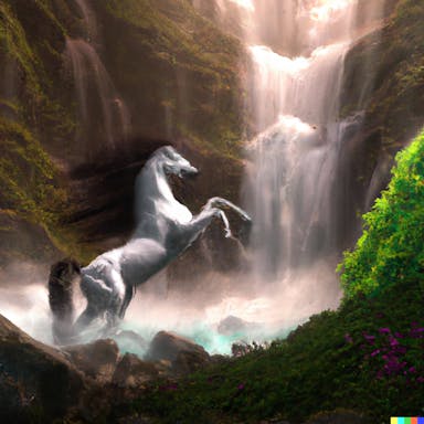 DALL·E 2022-09-30 19.21.28 - a majestic horse dancing in a waterfall, fantasy art, high resolution Blender render.png