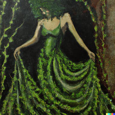 DALL·E 2022-09-30 20.18.10 - a gothic dancer wrapped in vines, oil painting.png