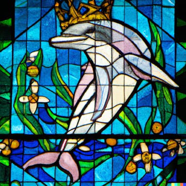 DALL·E 2022-07-25 23.03.45 - stained glass window depicting a dolphin dressed as a queen.png