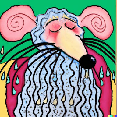 DALL·E 2022-08-04 20.59.33 - a detailed rat crying from happiness, the rat has a beard and curly hair, painting in the style of Matisse.png