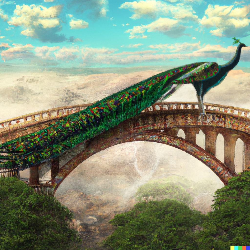 DALL·E 2022-10-28 23.55.15 - glowing peacock viaduct chimera, fantasy digital art.png