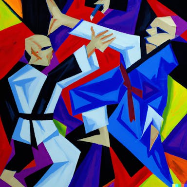 DALL·E 2022-08-04 17.59.51 - a karate fight, in the style of cubism.png