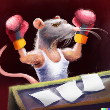 DALL·E 2022-08-04 22.00.54 - rat with moustache wearing boxing gloves, behind a desk of papers with ESPN on them, fantasy digital painting, energetic, colorful.png