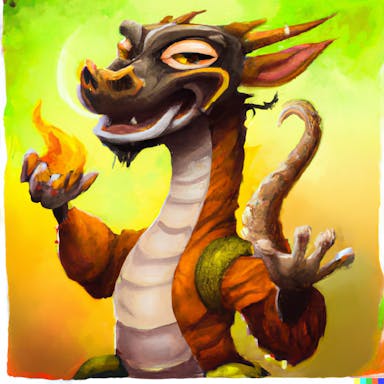 DALL·E 2022-10-28 22.44.45 - Mushu holding a fireball, in the style of Magic the Gathering cards, epic.png