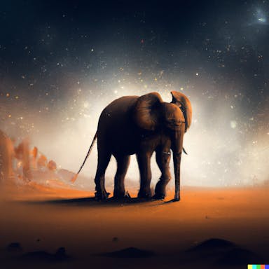 DALL·E 2022-10-28 21.57.44 - elephant in a starry desert, evening, fantasy digital art, epic.png