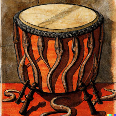 DALL·E 2022-08-04 19.30.37 - painting of a drum set made from venomous snakes, in the style of leonardo da vinci.png