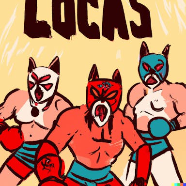 DALL·E 2022-08-04 20.28.18 - an illustration of cat luchadors, in the style of a 90s comic.png