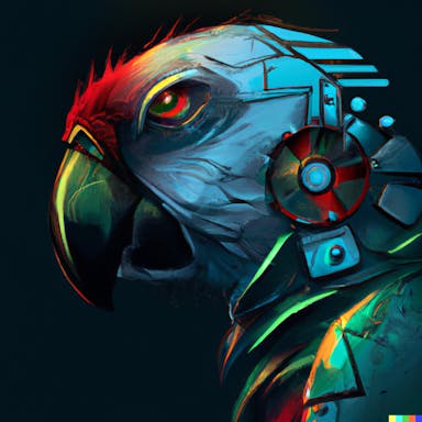 DALL·E 2022-08-02 20.02.44 - profile picture of a cyborg assassin parrot, cyberpunk digital art.png
