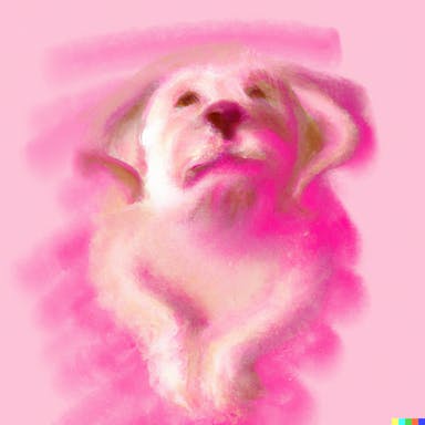 DALL·E 2022-08-04 23.01.28 - digital painting of a crazy labrador puppy, dreamy artsy contemporary, energetic, pinks.png