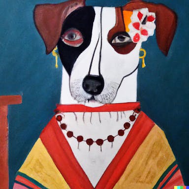 DALL·E 2022-09-30 19.34.39 - portrait of a Jack Russel in the style of Frida Kahlo and cubism.png
