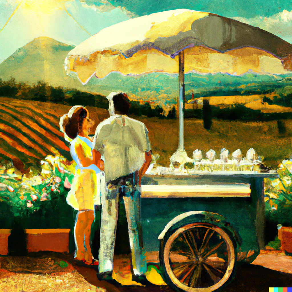 DALL·E 2022-08-11 23.04.30 - A young couple (the man has short brown hair and is wearing jeans and a shirt, and the woman is petite and has long brown hair and is wearing a floral.png