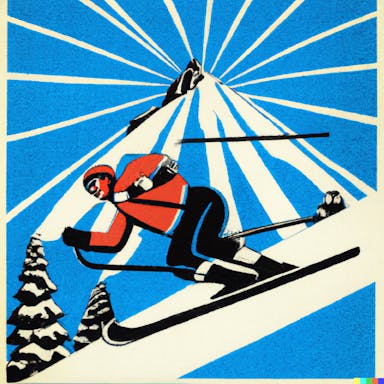 DALL·E 2022-10-28 18.29.16 - art deco print of a man skiing, a big grin on his face, vibrant, sunshine, blue sky.png