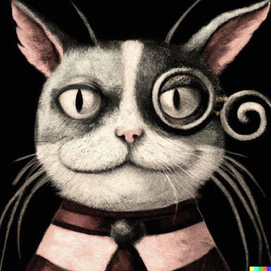 DALL·E 2022-07-31 20.00.53 - portrait of a cat wearing a monocle, in the style of Tim Burton.png