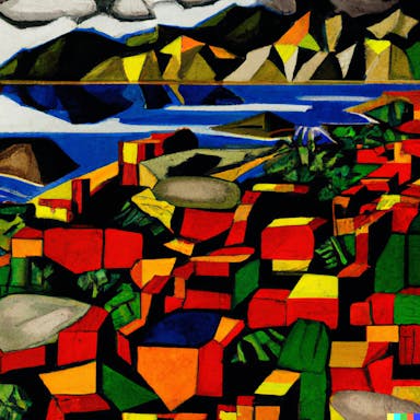 DALL·E 2022-08-04 18.35.53 - painting of the Island of the Sun, Bolivia, in the style of cubism.png