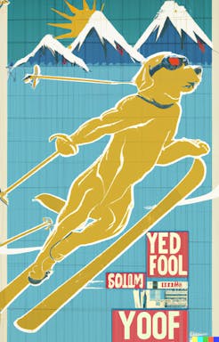 DALL·E 2022-10-28 19.50.11 - a golden retriever skiing, retro Olympic poster,  vector illustration.png
