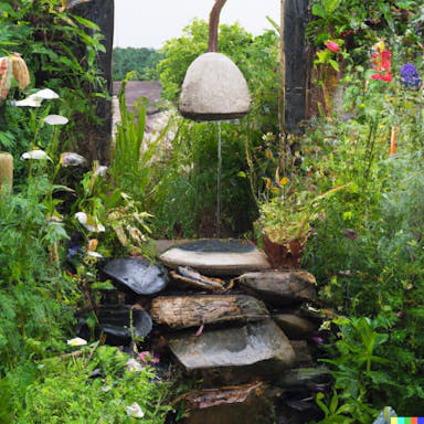 DALL·E 2022-10-28 17.36.30 - an open stone shower in a garden full of British flowers and plantlife, By Dr. Seuss, high resolution.png