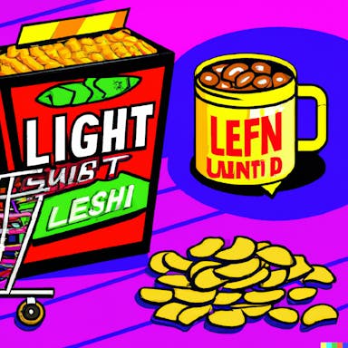 DALL·E 2022-08-04 20.38.31 - late night chip, cereal, canned beans shopping in the style of pop art.png