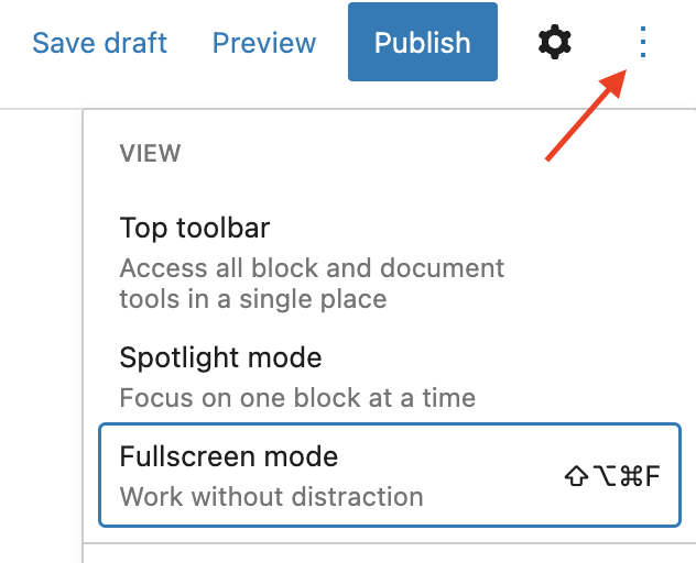 Turn off Full screen mode