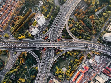 aerial photography of concrete roads