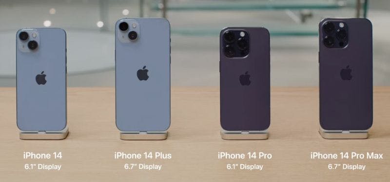Kích thước màn hình iPhone 14 series