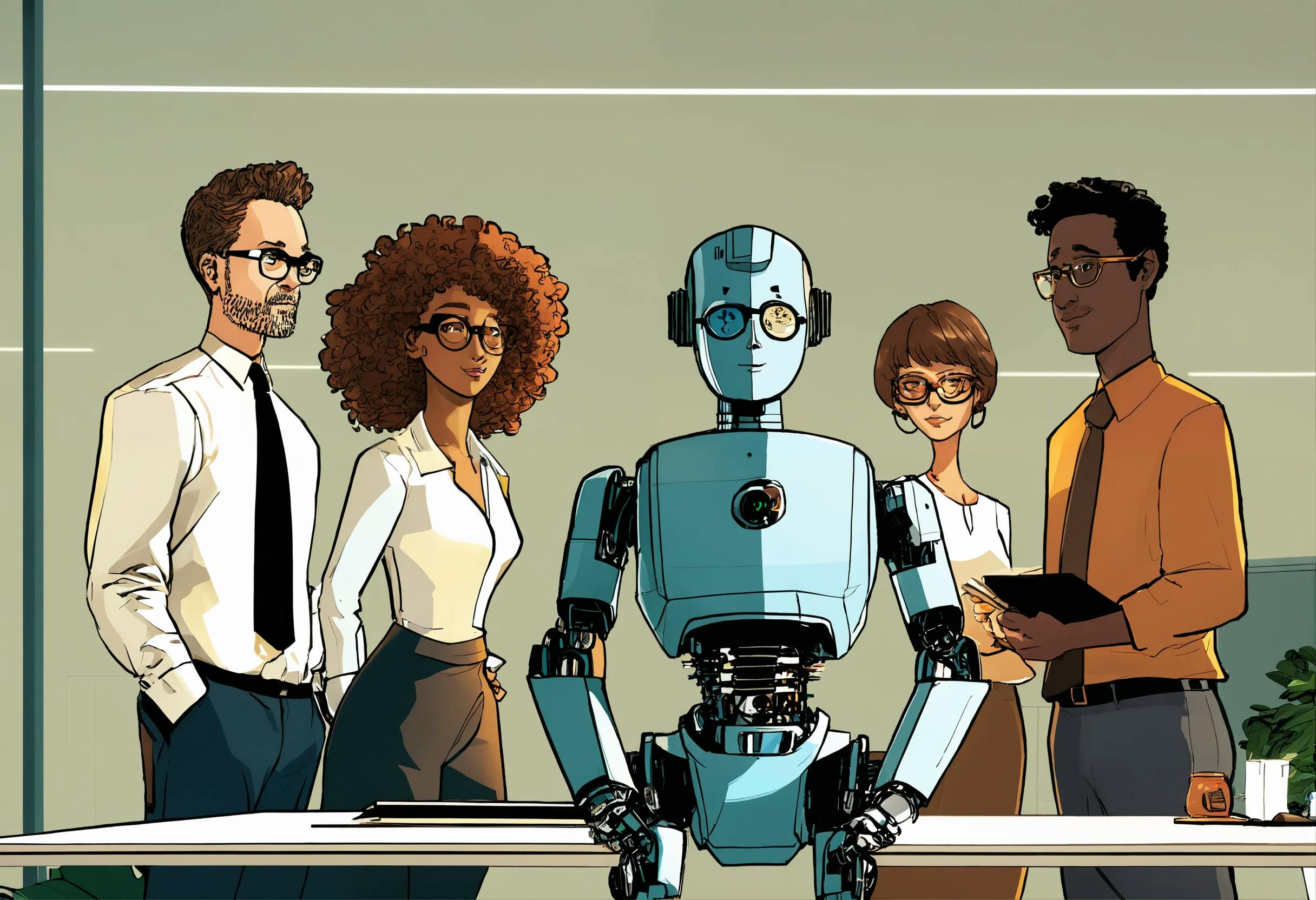 A group of five business people in a modern office.jpg