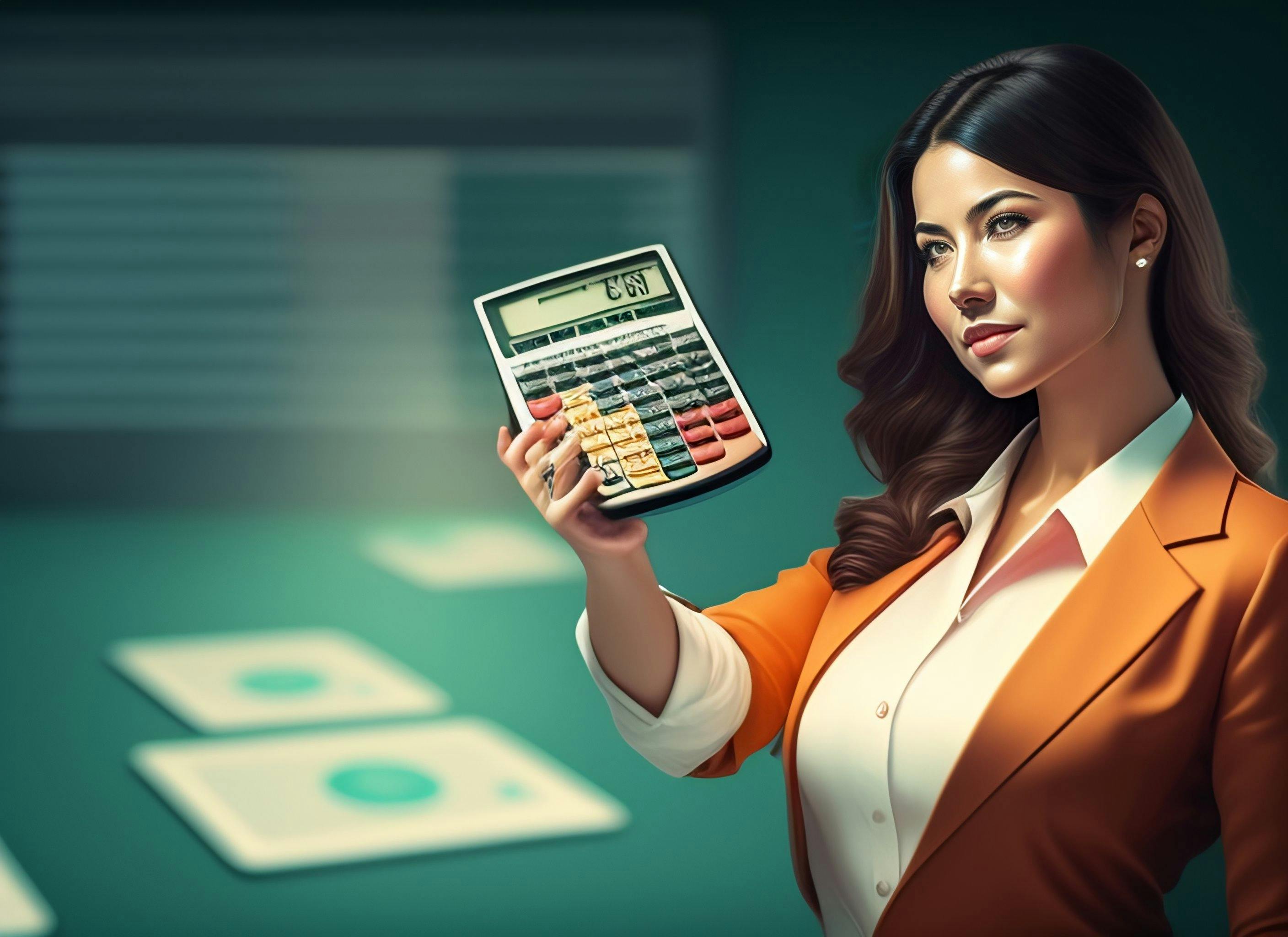 A female accountant holds a calculator in each han.jpg