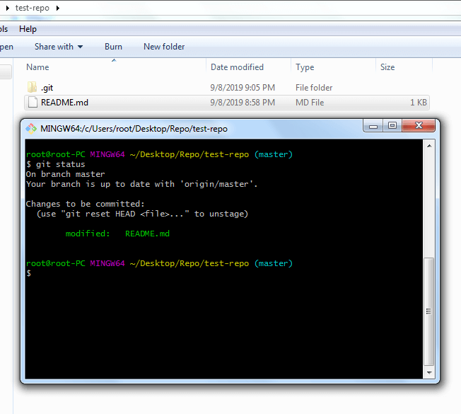 git add and git status command