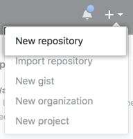 Drop-down with option to create a new repository