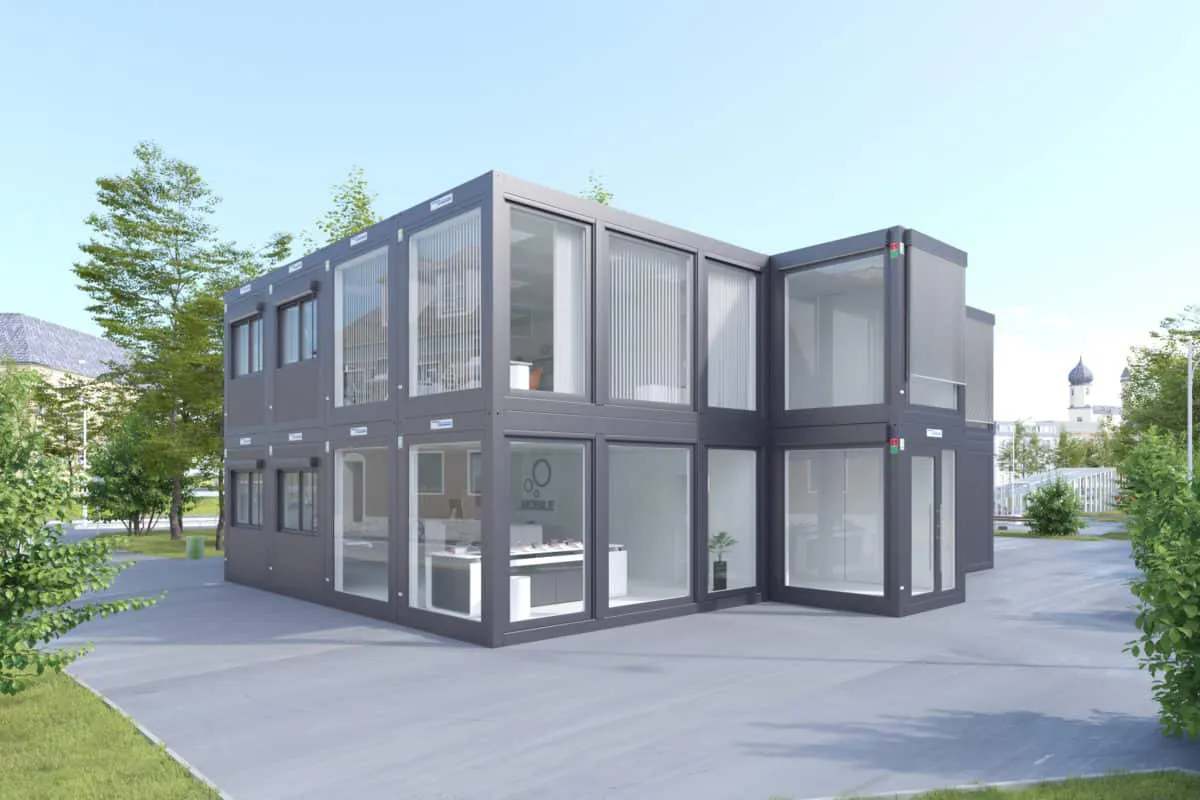 Mẫu nhà lắp ghép module 2 tầng làm văn phòng hiện đại