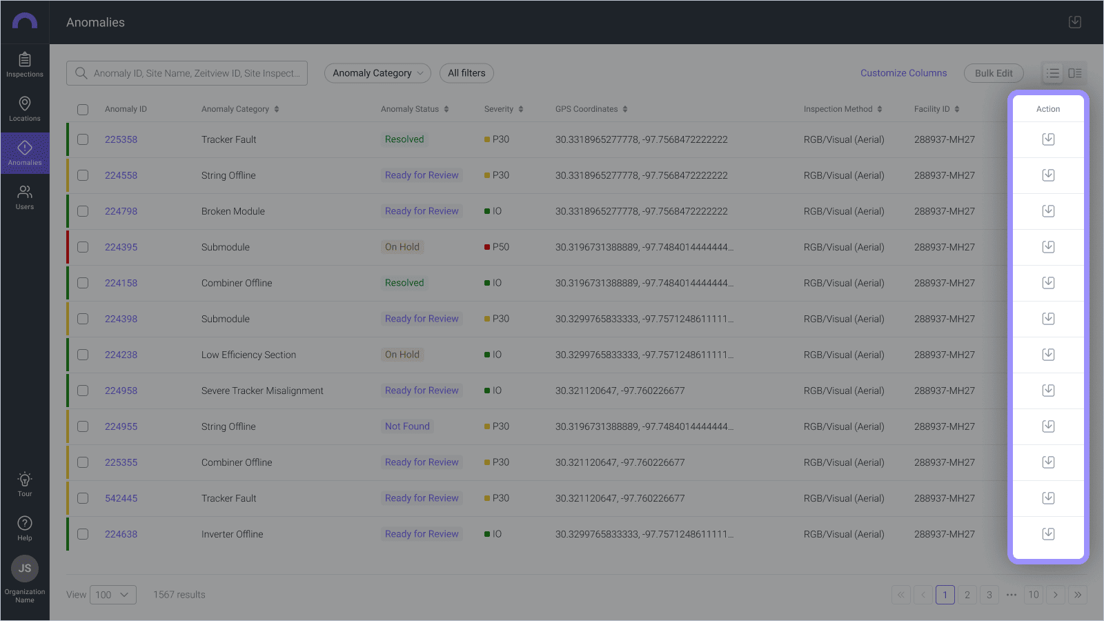 Anomalies Page - export anomaly report.png
