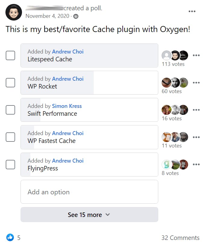 Best cache plugin wordpress oxygen