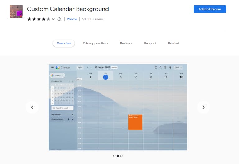 custom calendar background extension