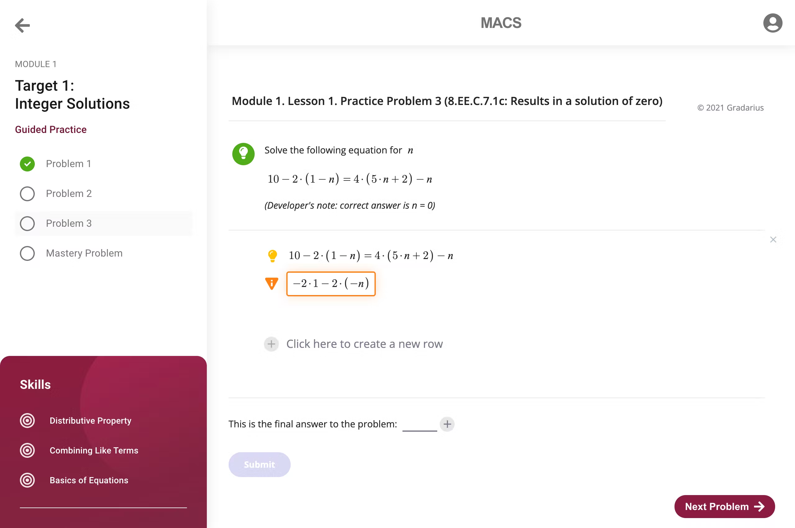 Learning platform for the MACS Intelligent Tutor