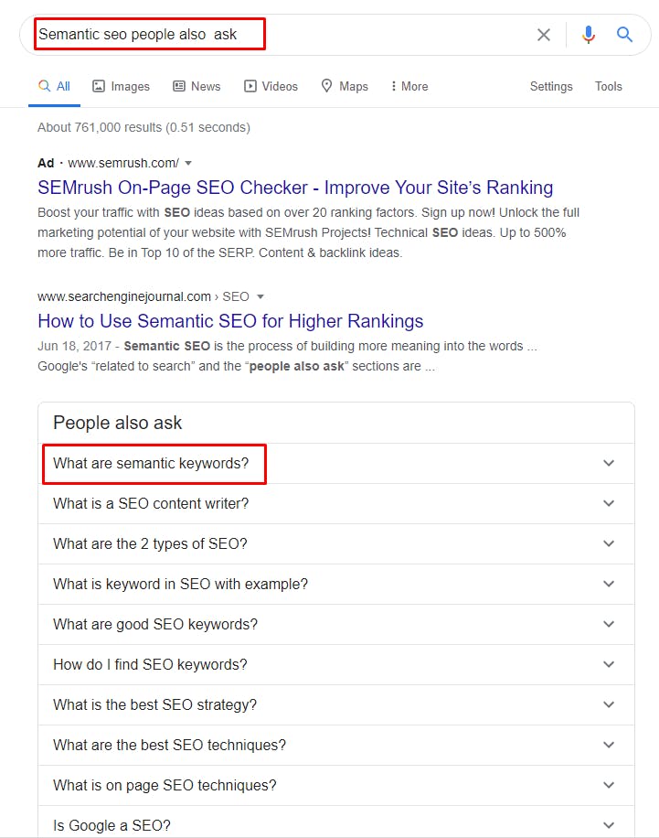 People also Ask and Semantic SEO