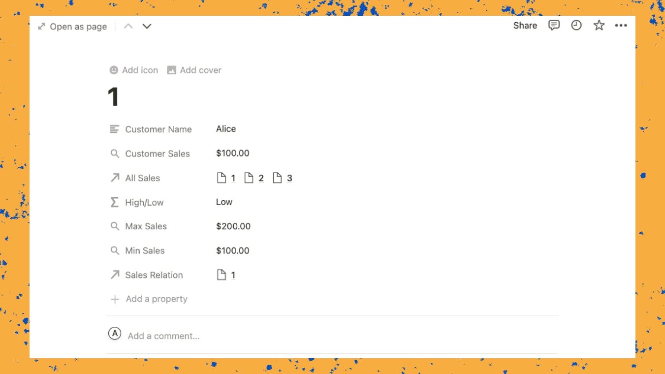 Notion's row detail for a row in a table is pretty limited compared to Coda. You can only organize column names up and down.