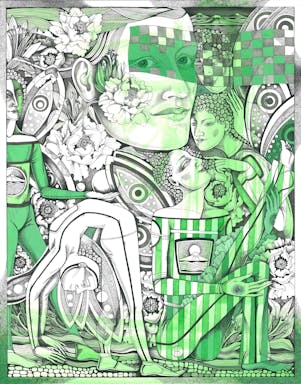 Olga Nenazhivina, Emerald Breeze, 2023, sumi ink, watercolor paper, 14 x 11 .jpg